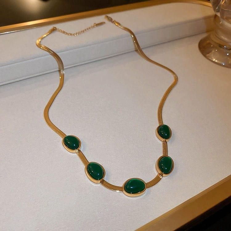Aura Gold & Emerald Duo Necklace and Bracelet